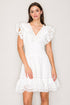 V NECK RUFFLE DRESS